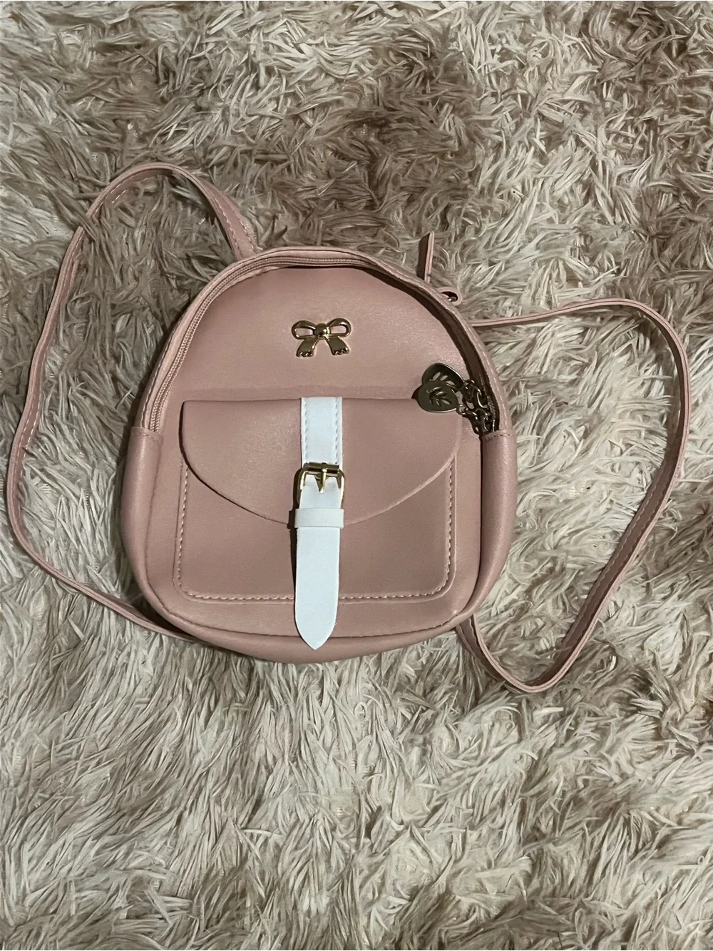 Mini Bow Accent Pink Crossbody Backpack - kids